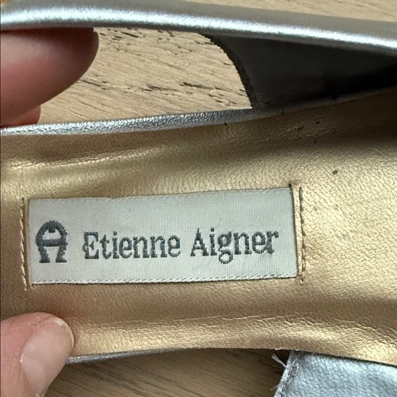Etienne Aigner Silver Slingback Mules 7 - Picture 2 of 6